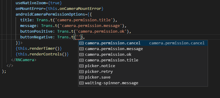 Intellisense expanded to show the json keys